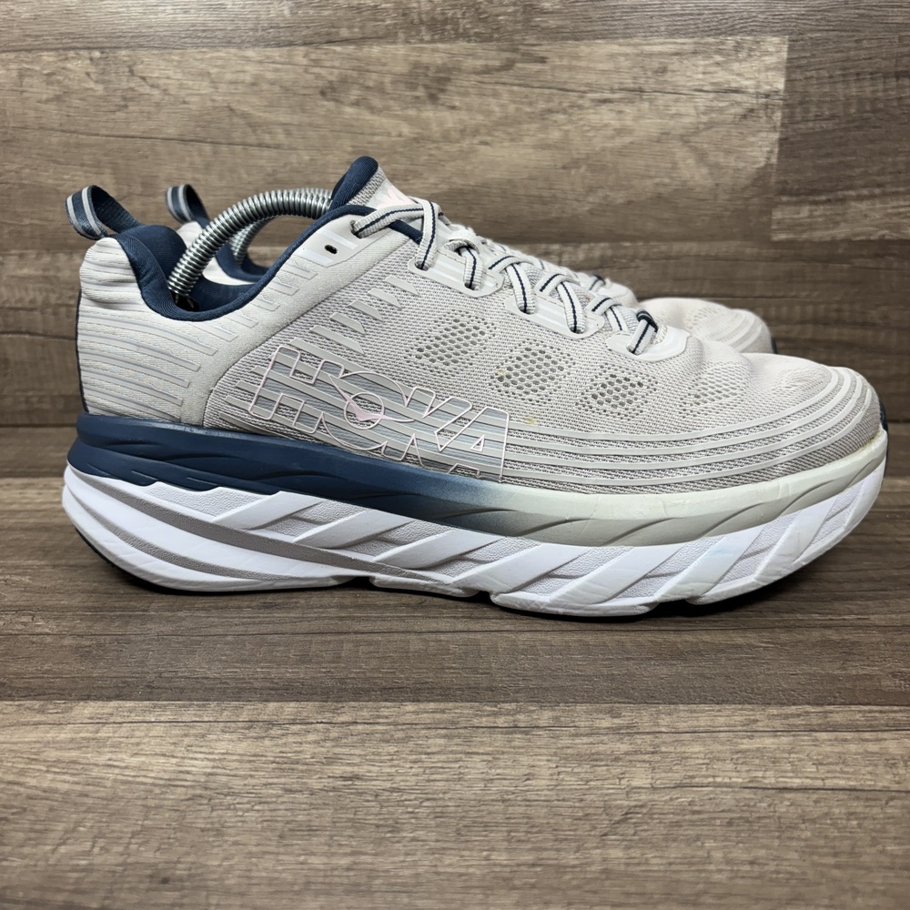 Hoka Bondi 6 Gray Womens US Size 12 Wide EUR 45.3 1019272 LRNC Running Shoes